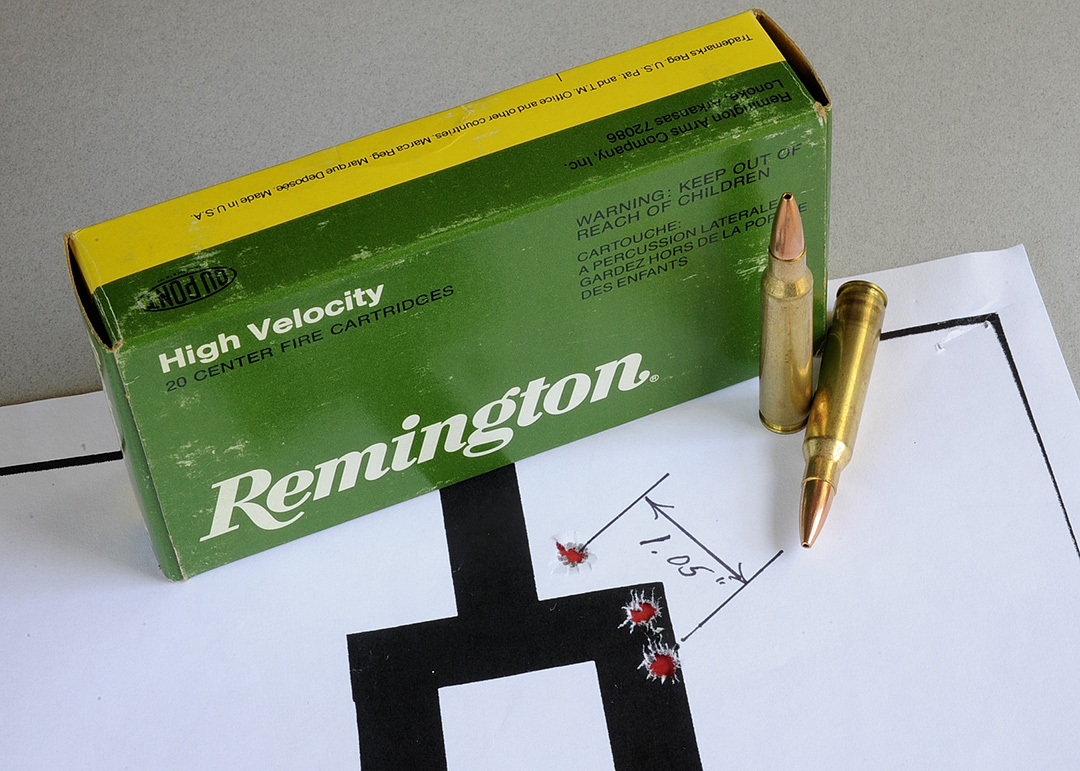 With the Henry rifle, the best group of the day came in at a tick over an inch at 1.05 inches at 100 yards. Not surprisingly, the ammunition was Remington’s 60-grain hollowpoint match.